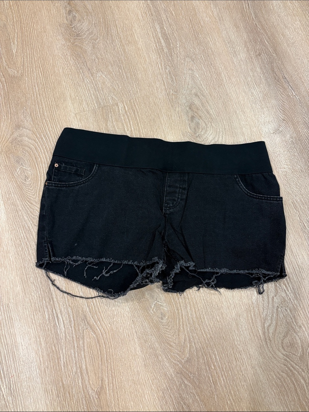 New Look Black Frayed Denim Shorts 12 Good